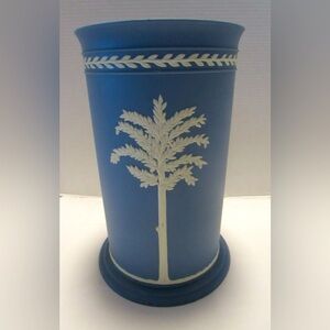 Vintage Fesco Plastic Waste Basket Can Blue Wedgwood Style 14"H 1960's USA Rare